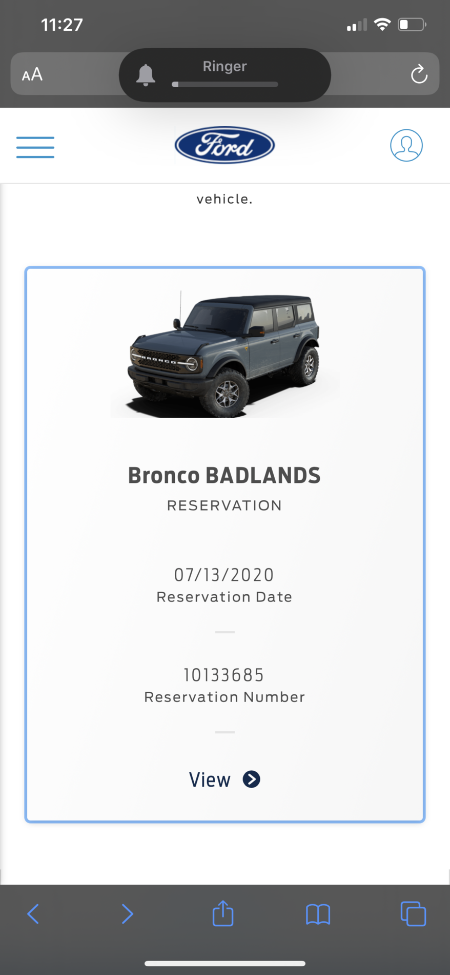 Ford Bronco Anyone got a reservation?  Getting stuck trying to get by . . . 0998B555-AD0D-40AB-B491-1CC0B46805B4