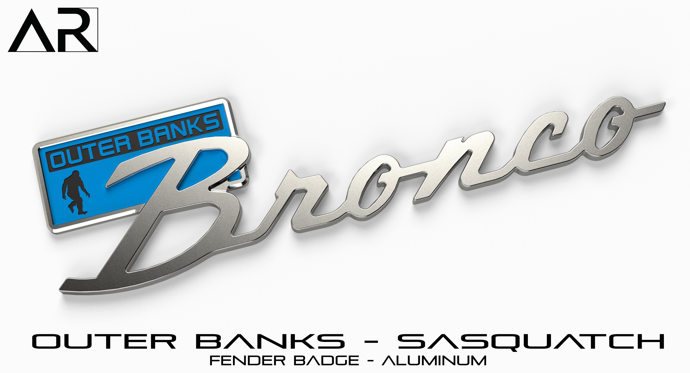 Ford Bronco AR | BRONCO CLASSIC DNA Fender Badge 1601006_S  - Fender Badge  - Outer Banks Sasquatch - Aluminum