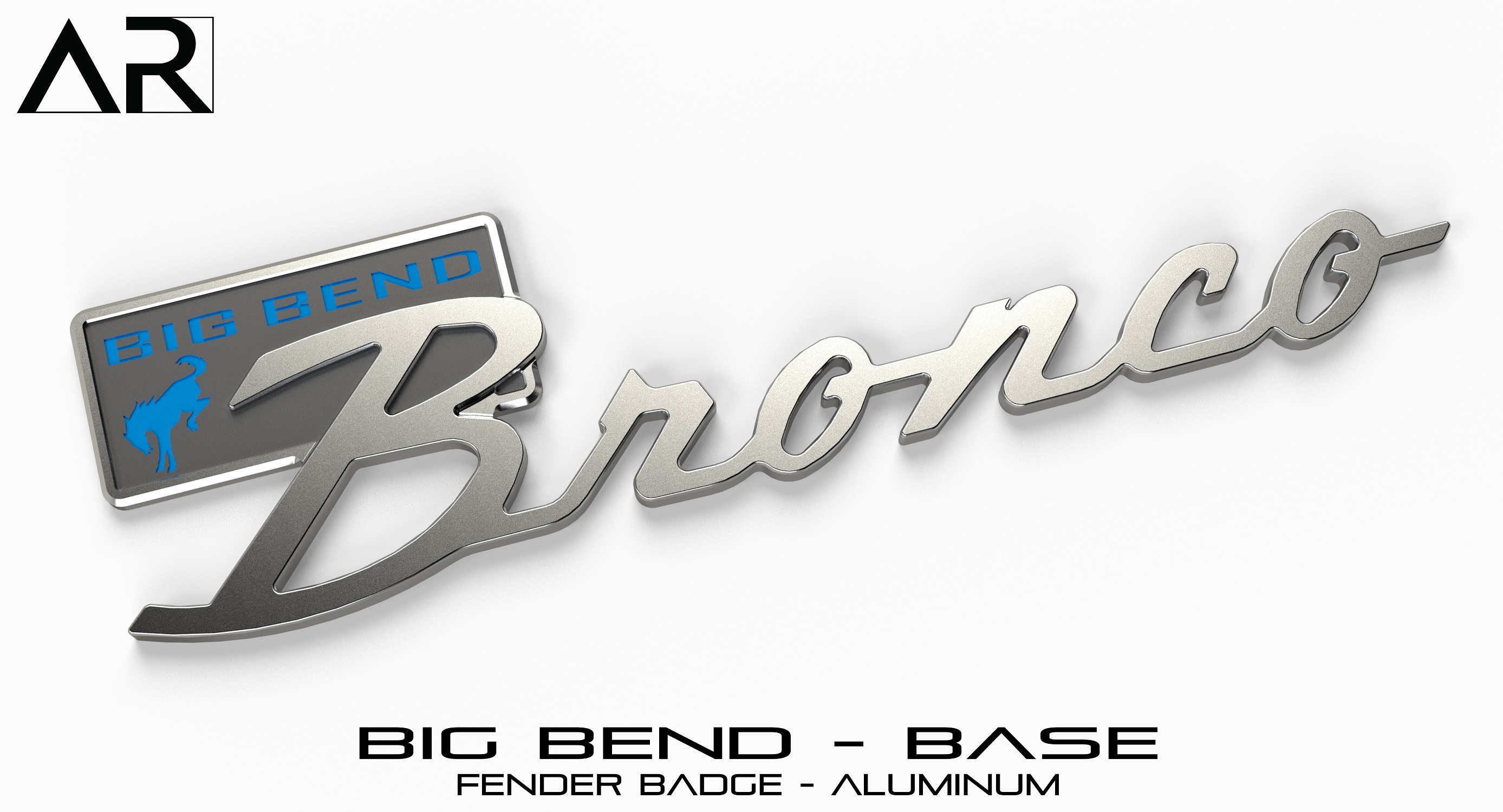 Ford Bronco AR | BRONCO CLASSIC DNA Fender Badge 1601007_B  - Fender Badge  - Big Bend Base - Aluminum