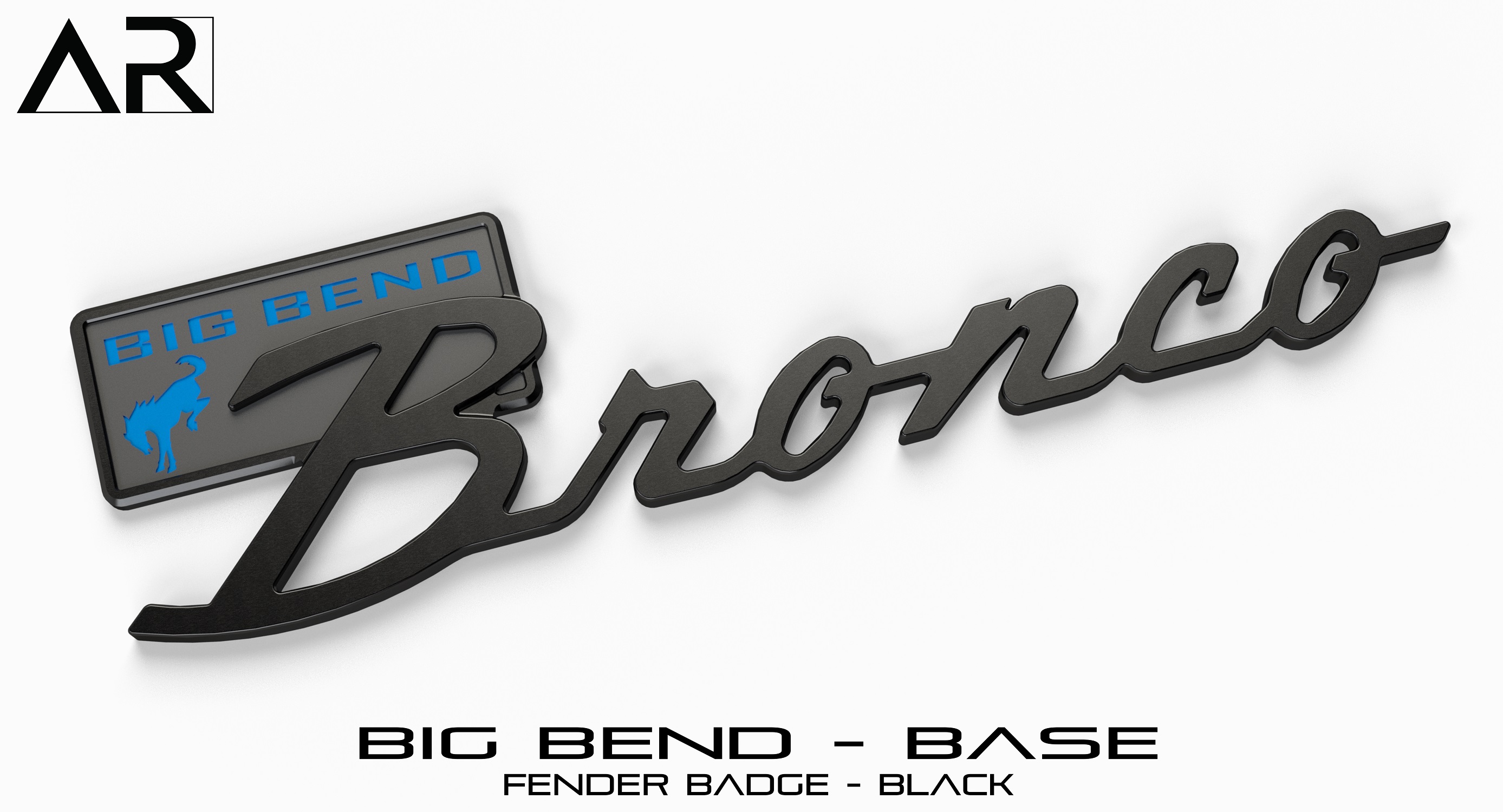 Ford Bronco AR | BRONCO CLASSIC DNA Fender Badge 1601007_B  - Fender Badge  - Big Bend Base - Black