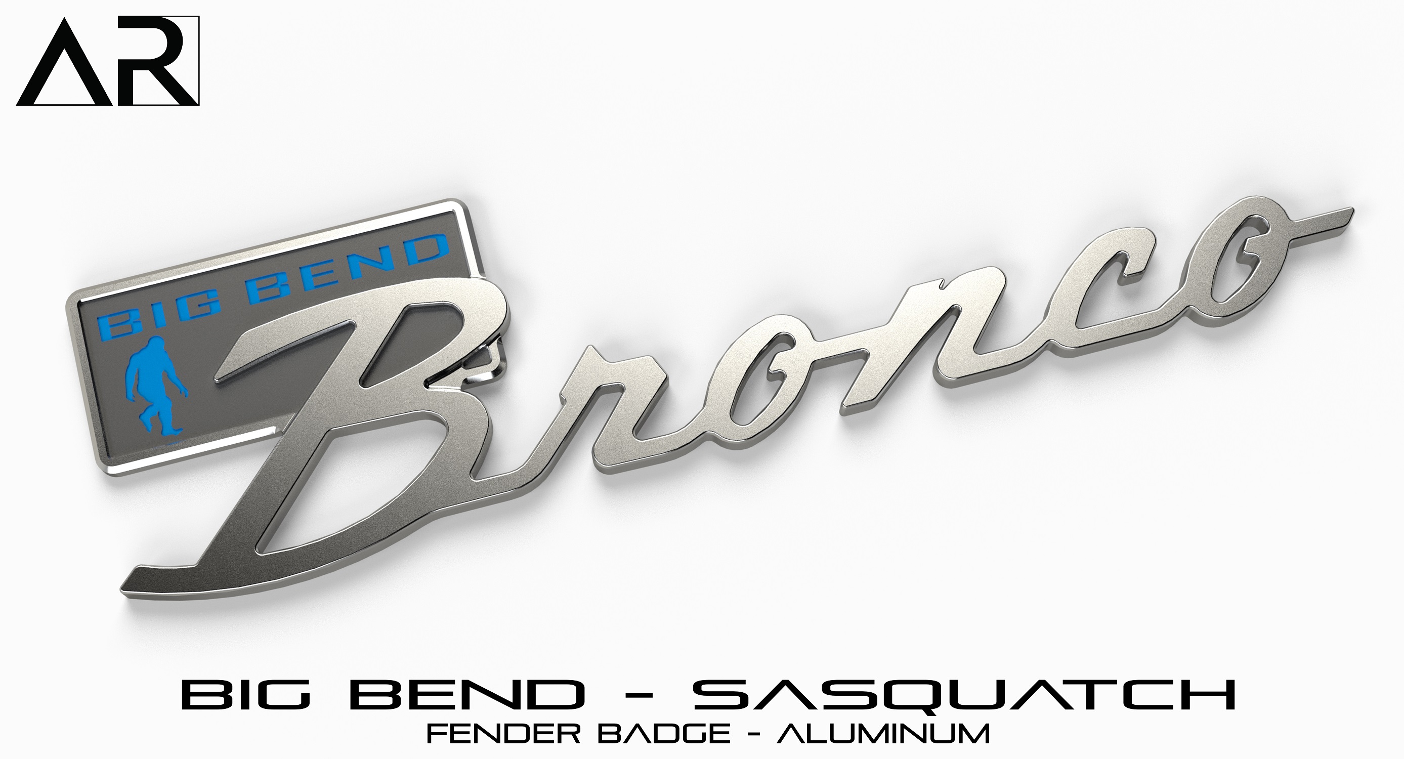 Ford Bronco AR | BRONCO CLASSIC DNA Fender Badge 1601007_S  - Fender Badge  - Big Bend Sasquatch - Aluminum
