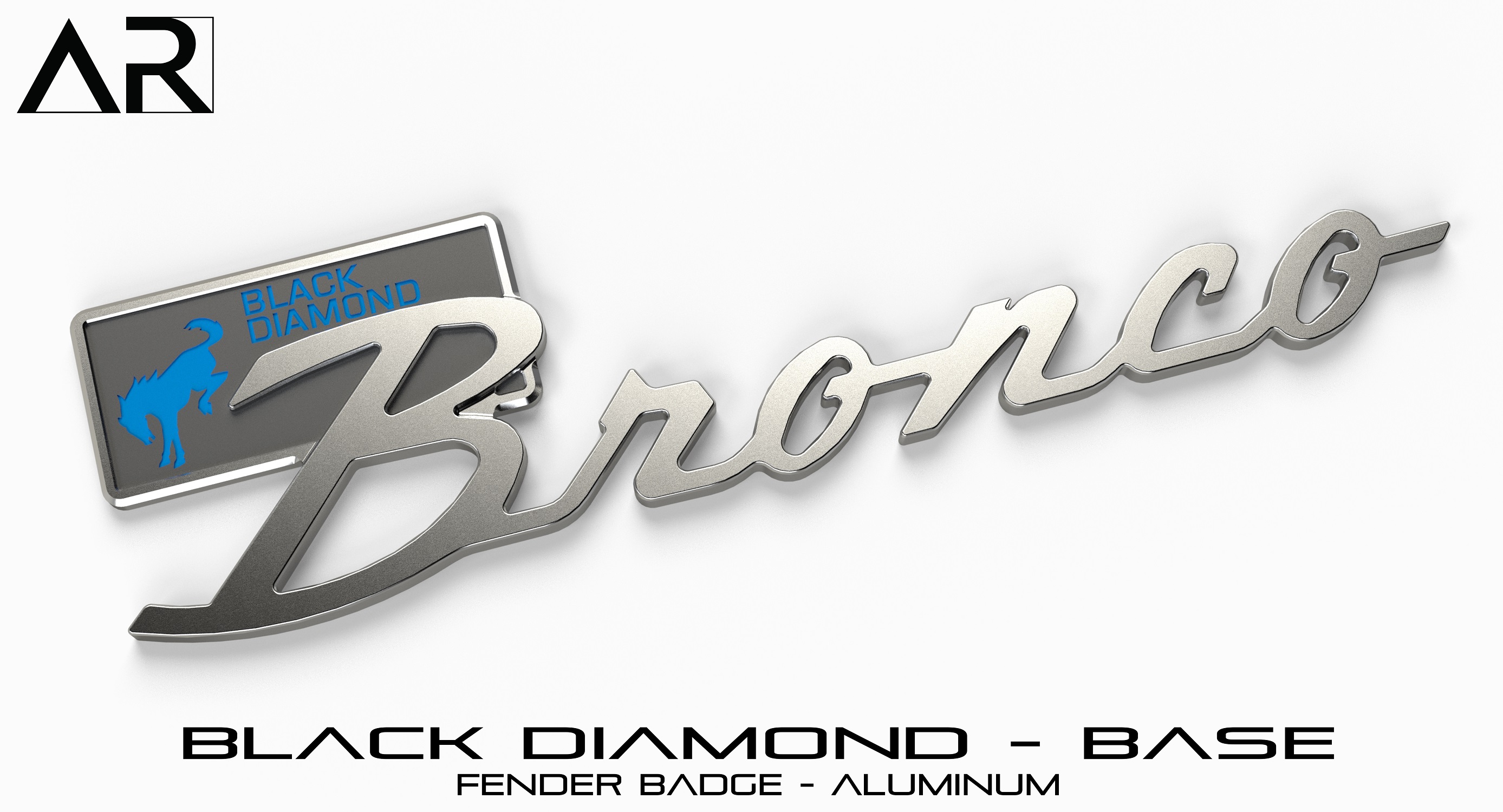Ford Bronco AR | BRONCO CLASSIC DNA Fender Badge 1601008_B  - Fender Badge  - Black Diamond Base - Aluminum