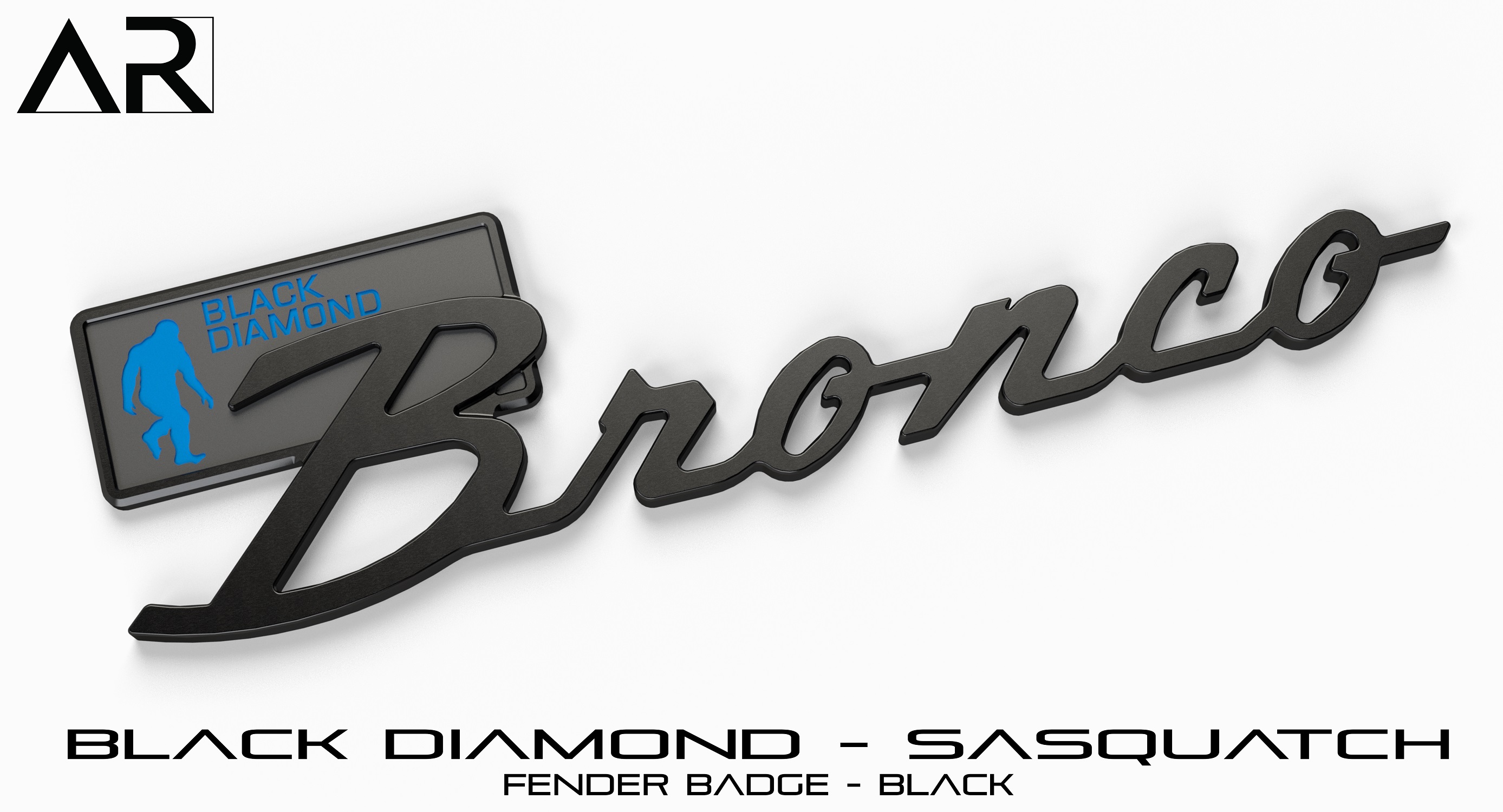 Ford Bronco AR | BRONCO CLASSIC DNA Fender Badge 1601008_S  - Fender Badge  - Black Diamond Sasquatch - Black