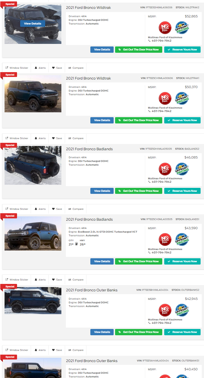Ford Bronco 2021 Bronco listed for sale on dealer site!!! 1621947393555