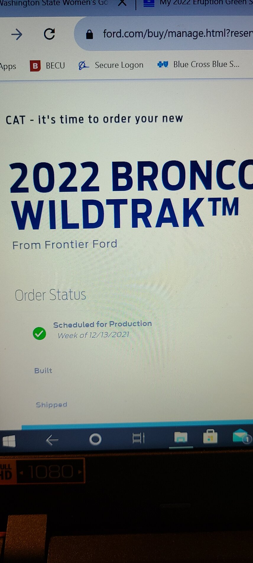 Ford Bronco My 2022 Eruption Green Scheduled for December production 16354630608771158718619438161025