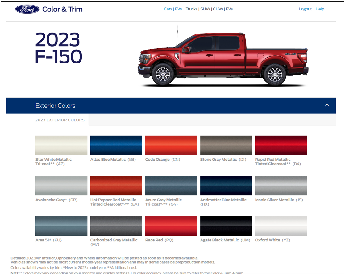 Ford Bronco 2023 Bronco colors preview (w/ Azure Gray Metallic) from Ford Dealer Connection color & trim site 1658597936176