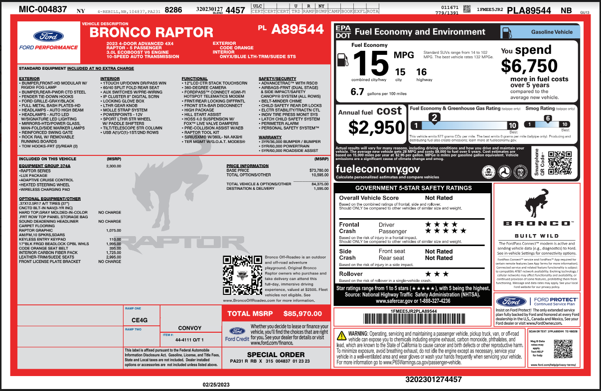 Ford Bronco 2023 Code Orange Raptor available at my dealership 1681140068030
