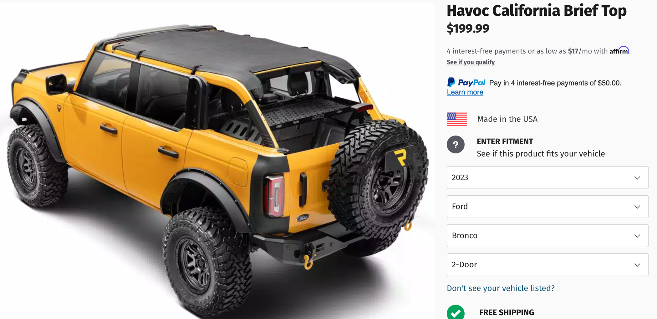 Ford Bronco Now Available: HAVOC Offroad® California Brief Top 1711993761396-1h