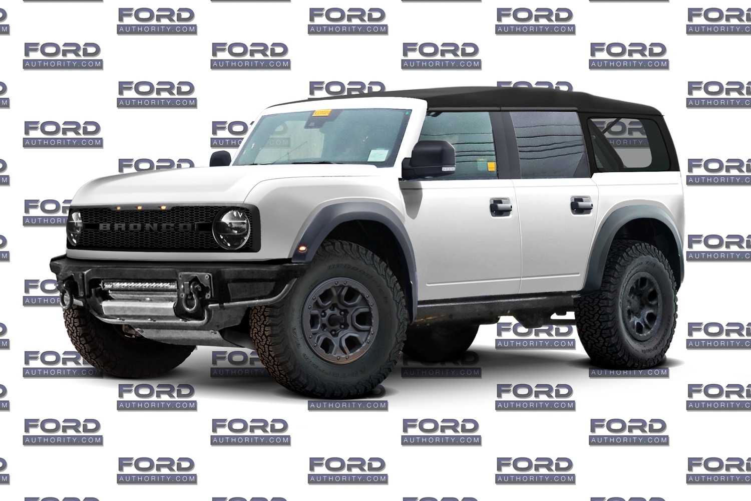 Ford Bronco 2021 Ford Bronco 2-door convertible rendering 2021-Ford-Bronco-Badlands-Four-Door-Renderings-002-White
