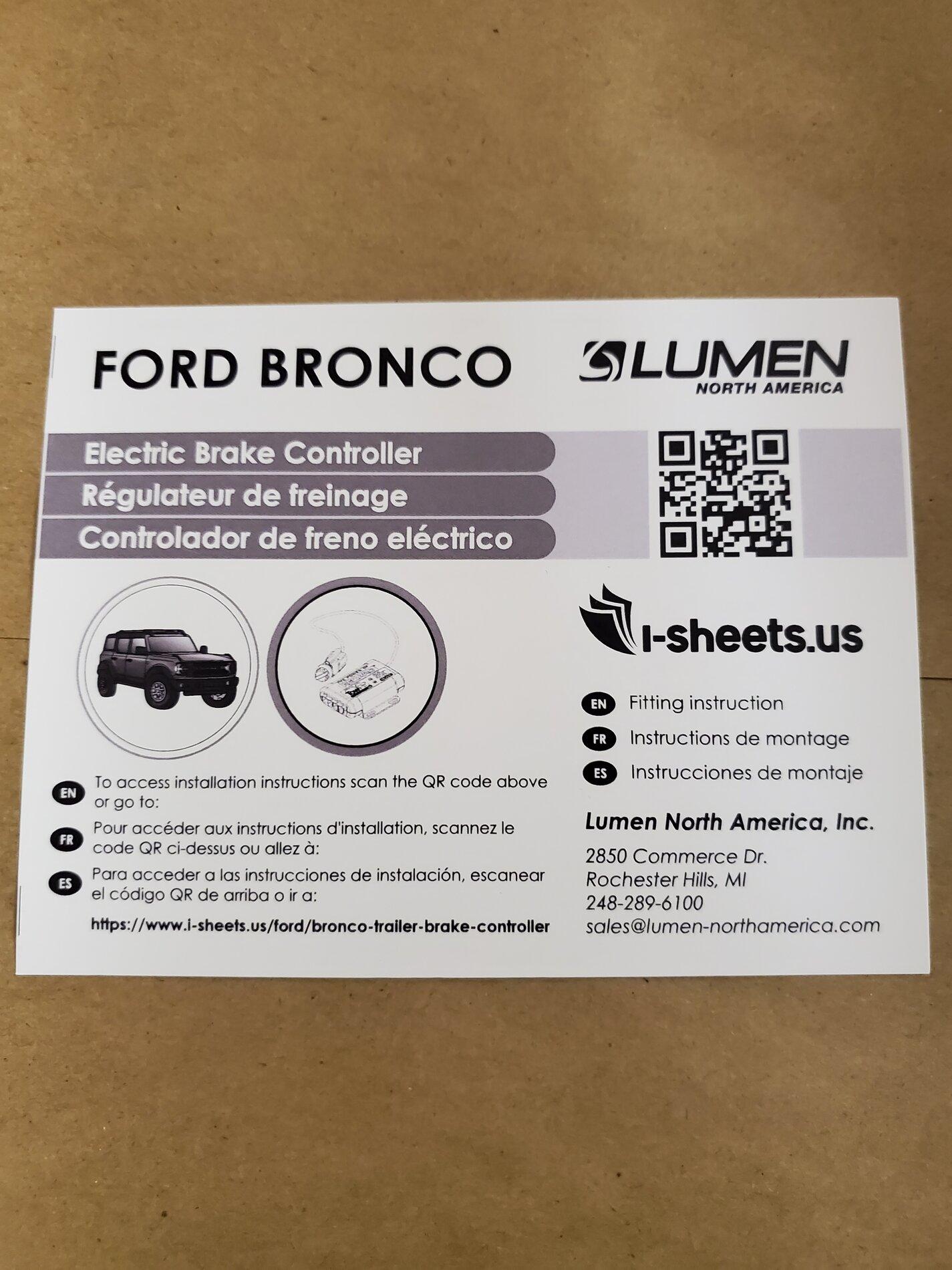 Ford Bronco Ford trailer brake controller unboxing 20210807_235958