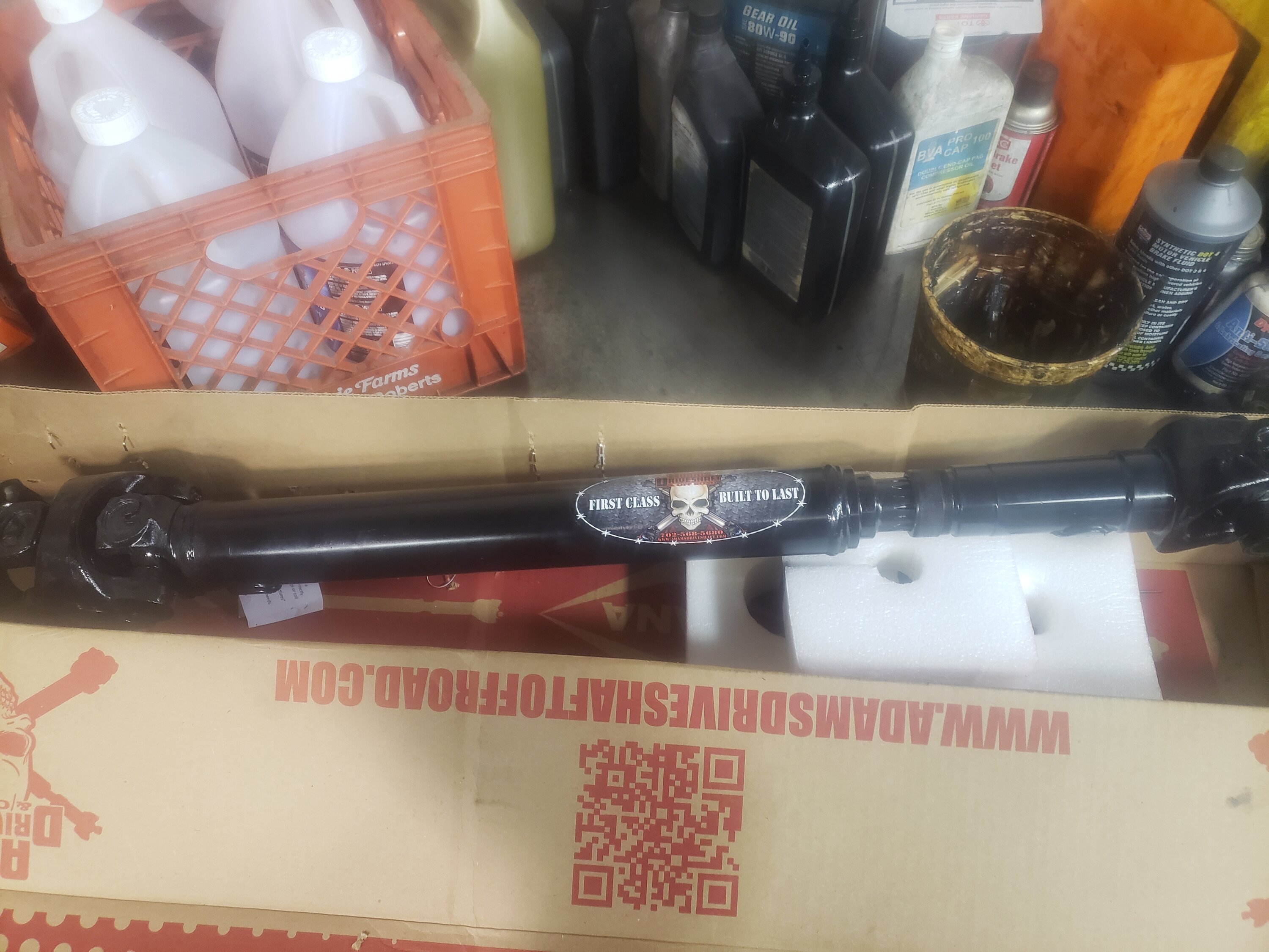 Ford Bronco Adams Driveshaft double cardan style driveshaft installed 20240425_112143