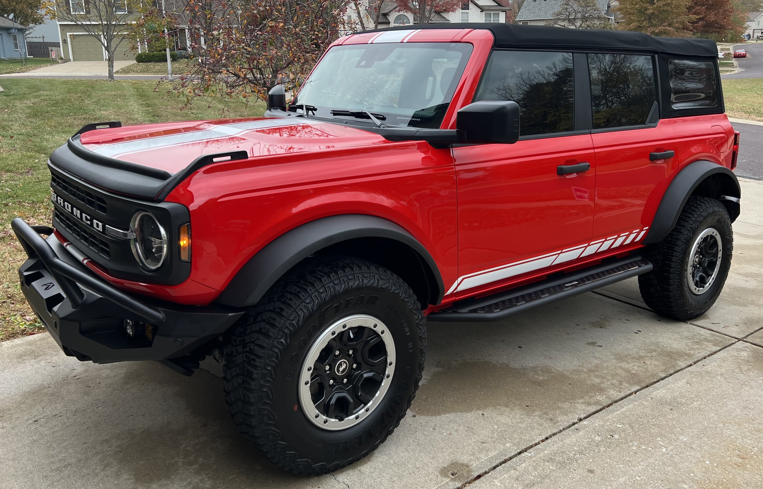 Ford Bronco InTheShift’s Base Sasquatch Race Red Build w/ Racing Stripes Bronco Charlevoix