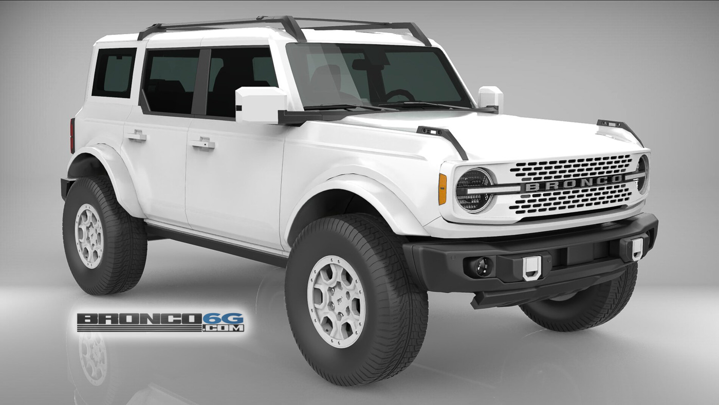Ford Bronco 4 Door Bronco Colors 3D Model Visualized All White Monochromatic 4 Door 2021 Bronco 3D Model Front
