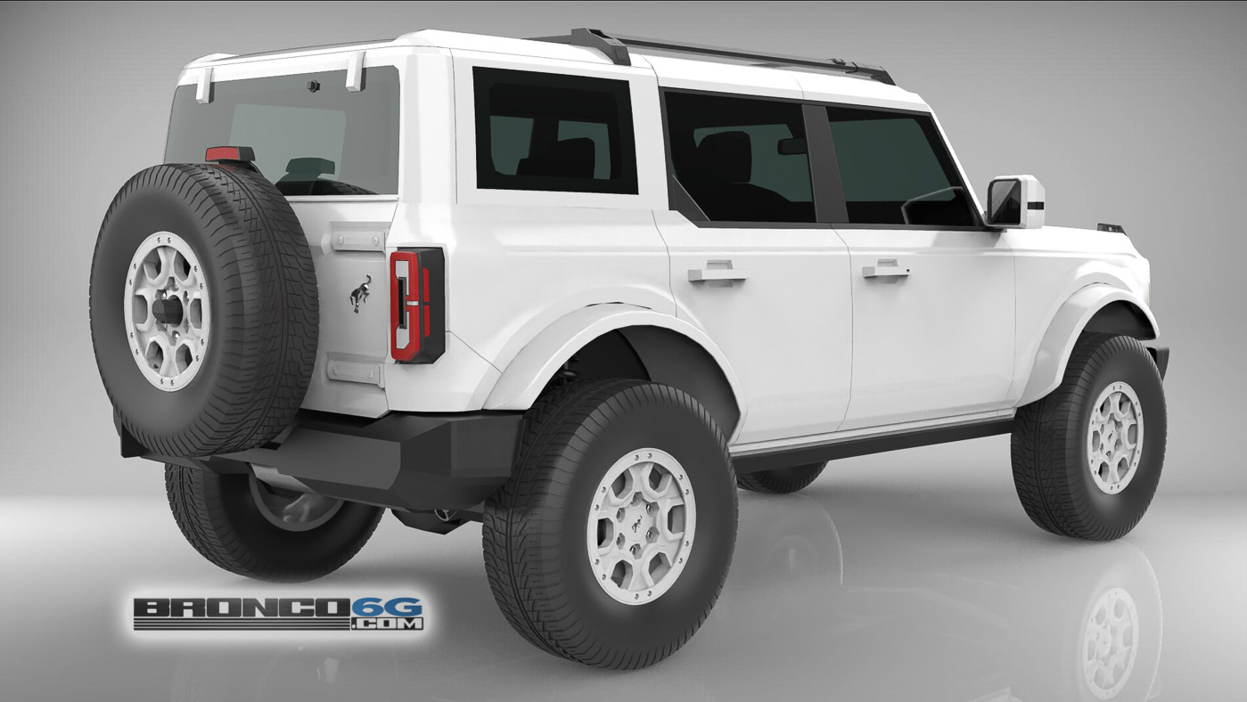 Ford Bronco 4 Door Bronco Colors 3D Model Visualized All White Monochromatic 4 Door 2021 Bronco 3D Model Rear