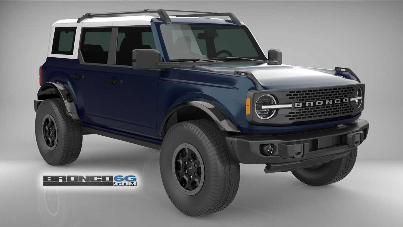 Ford Bronco 4 Door Bronco Colors 3D Model Visualized Antimatter Blue White Top 4 Door 2021 Bronco 3D Model Front