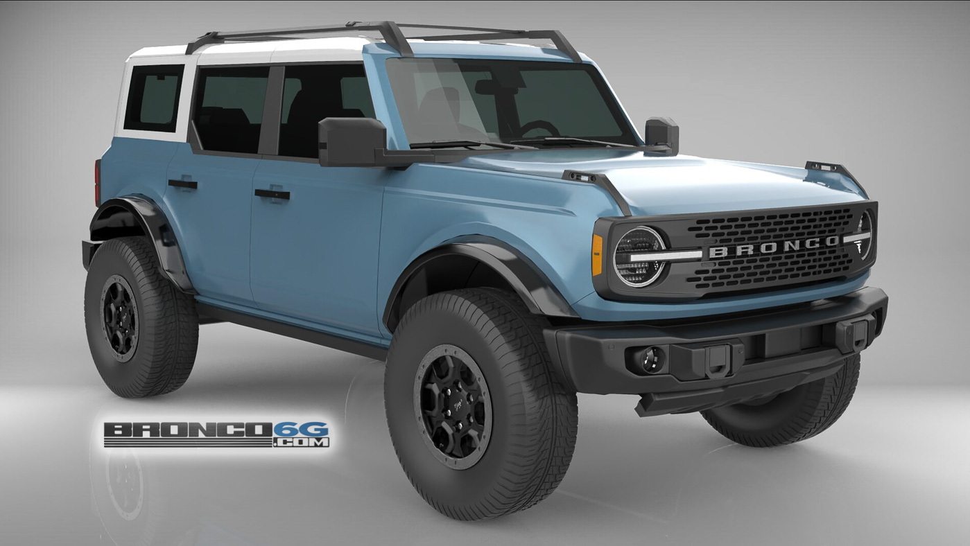 Ford Bronco 4 Door Bronco Colors 3D Model Visualized Area 51 White Top 4 Door 2021 Bronco 3D Model Front