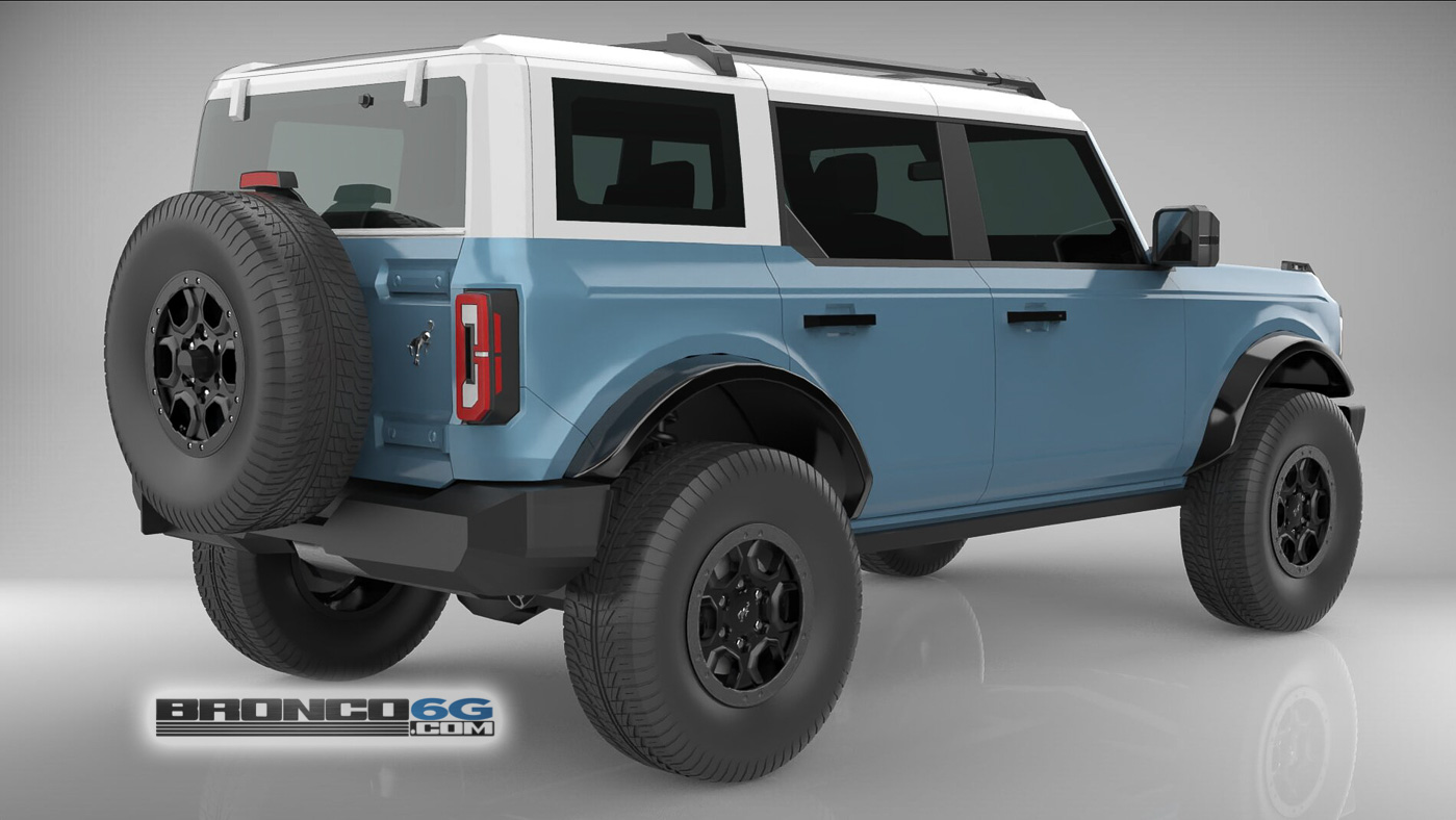 Ford Bronco 4 Door Bronco Colors 3D Model Visualized Area 51 White Top 4 Door 2021 Bronco 3D Model Rear