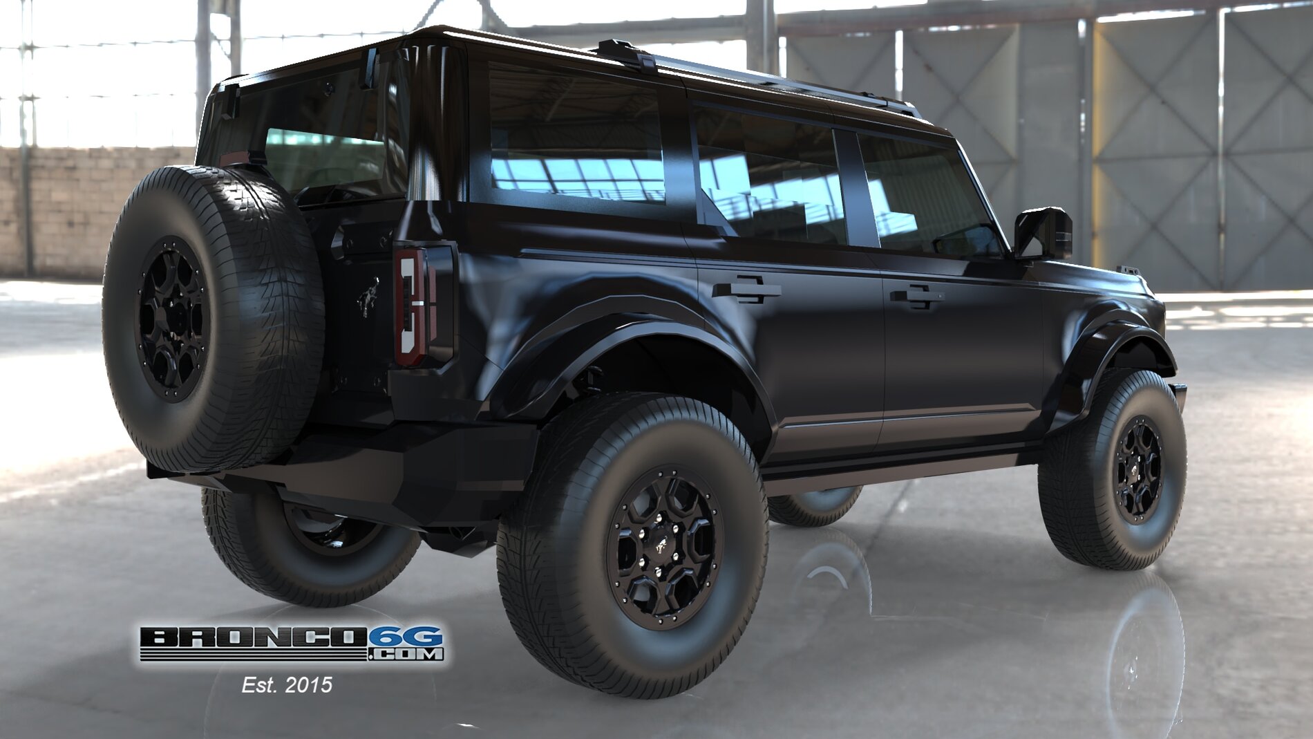 Ford Bronco Blacked Out 2021 Bronco With Satin / Matte Wrap Rendered Look Blacked Out 2021 Bronco Satin Matte Vinyl Wrap 3