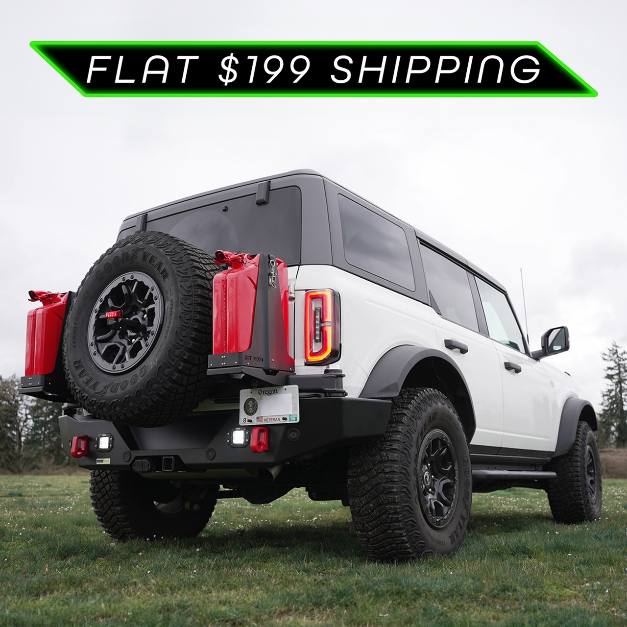 Ford Bronco Rear swing-out bumpers are now taking orders!  $500 off promo.   Get that tire off your back door and carry 11gal more fuel! Bronco_rear_3__74390