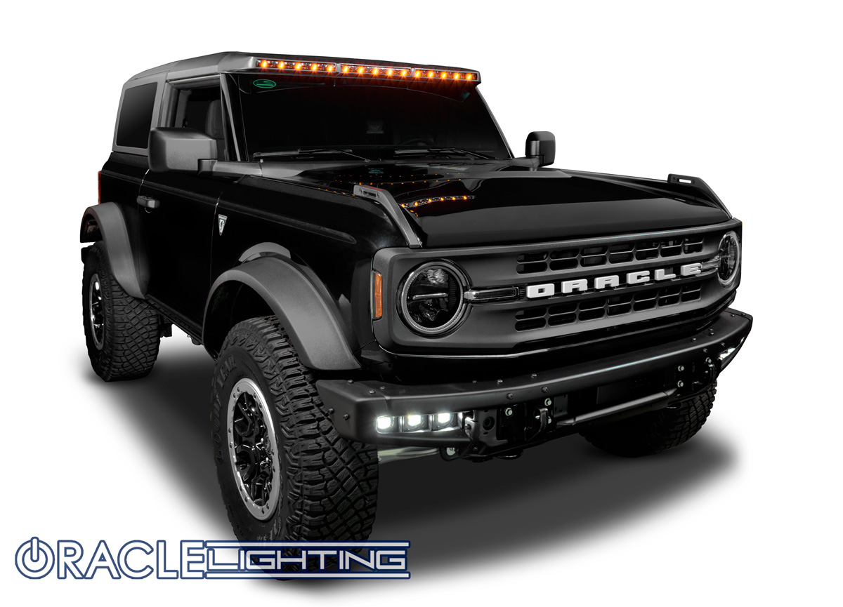 Ford Bronco Integrated Roof/Windshield LED Light Bar System for 2021+ Ford Bronco Bronco_Roofbar_Profile_4_On