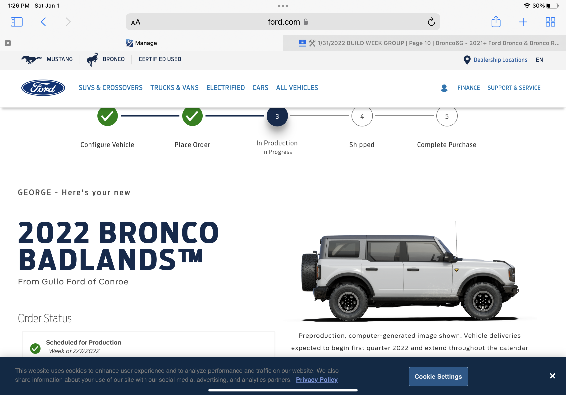 Ford Bronco 🛠 1/31/2022 BUILD WEEK GROUP C256F54E-5883-4382-95D0-15D3D3B0B4D7