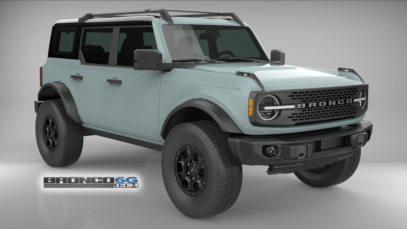Ford Bronco 4 Door Bronco Colors 3D Model Visualized Cactus Gray Black Top Fenders 4 Door 2021 Bronco 3D Model Front