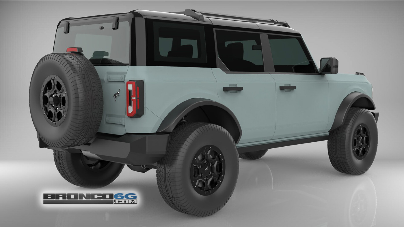 Ford Bronco 4 Door Bronco Colors 3D Model Visualized Cactus Gray Black Top Flat Satin Paint 4 Door 2021 Bronco 3D Model Rear