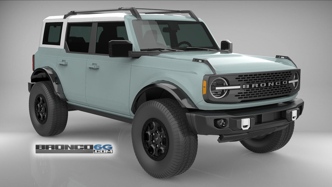 Ford Bronco 4 Door Bronco Colors 3D Model Visualized Cactus Gray White Top 4 Door 2021 Bronco 3D Model Front