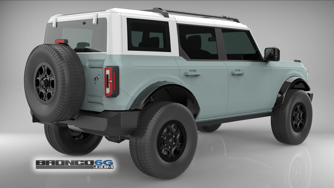 Ford Bronco 4 Door Bronco Colors 3D Model Visualized Cactus Gray White Top 4 Door 2021 Bronco 3D Model Rear