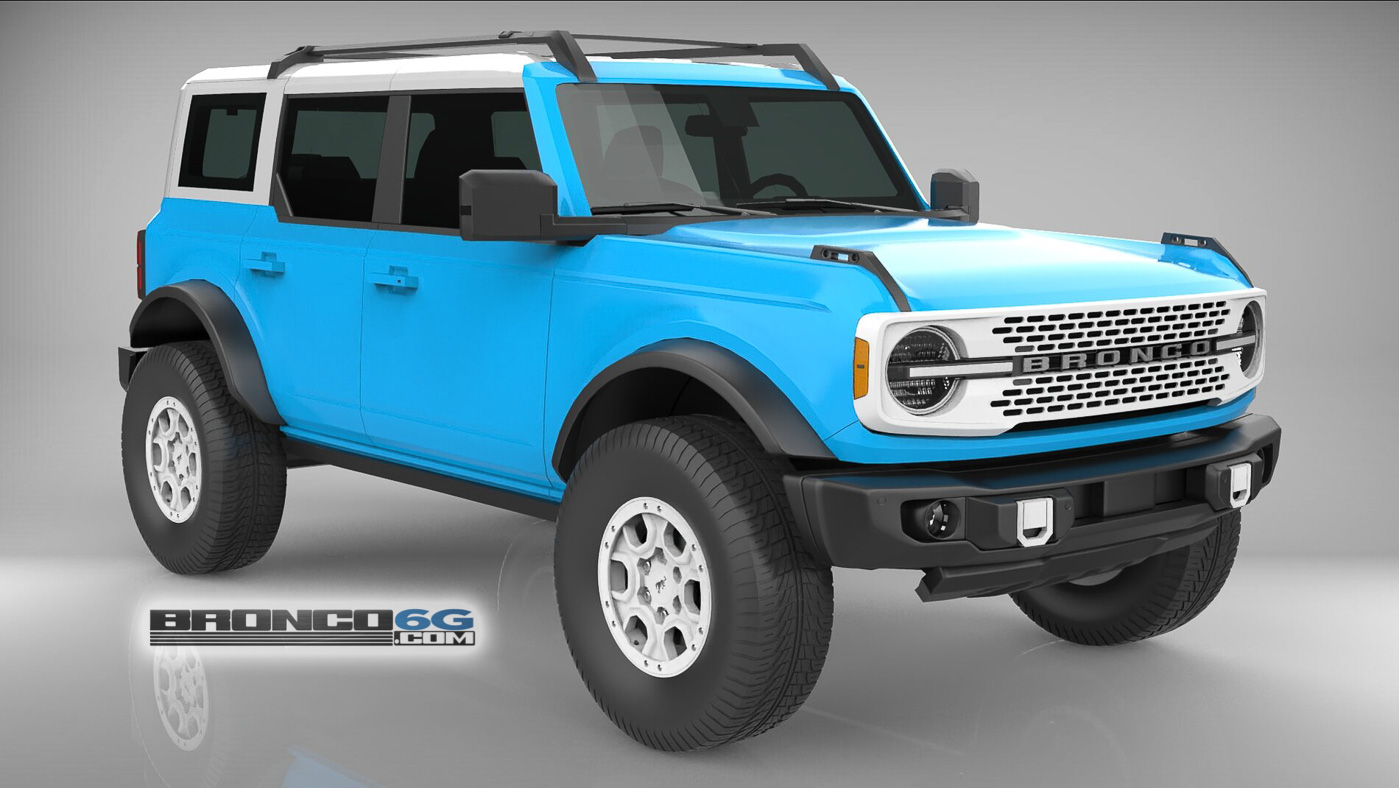 Ford Bronco 4 Door Bronco Colors 3D Model Visualized Chief Blue White Top 4 Door 2021 Bronco 3D Model Front