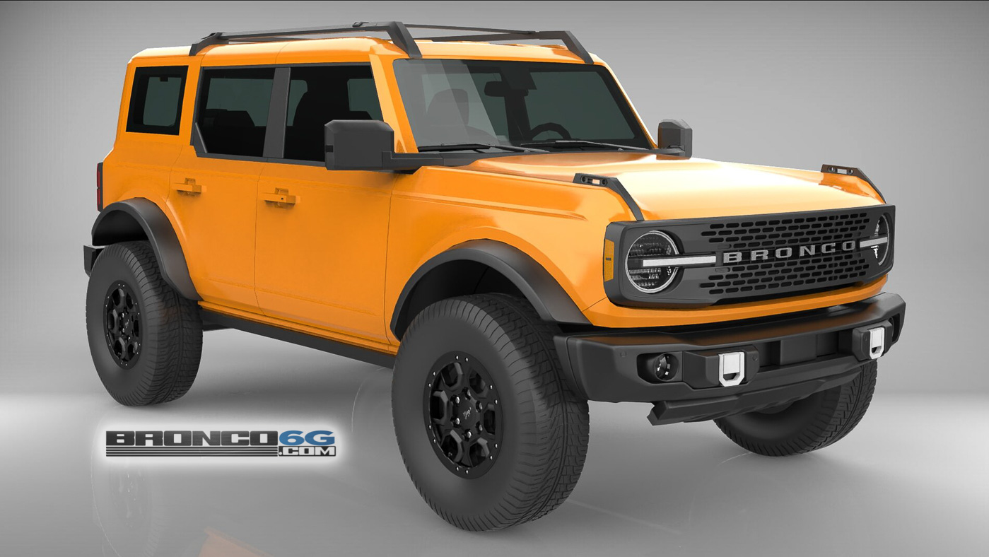 Ford Bronco 4 Door Bronco Colors 3D Model Visualized Cyber Orange Body Colored Top 4 Door 2021 Bronco 3D Model Front