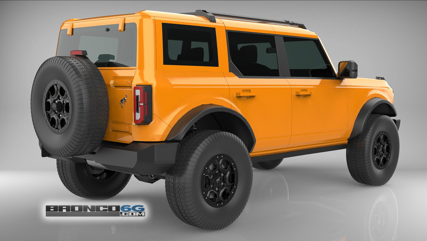 Ford Bronco 4 Door Bronco Colors 3D Model Visualized Cyber Orange Body Colored Top 4 Door 2021 Bronco 3D Model Rear