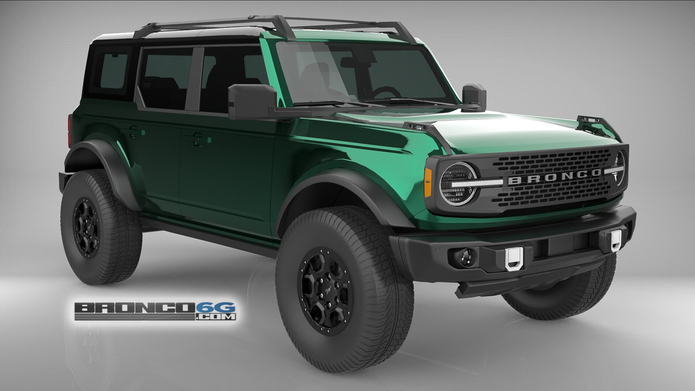 Ford Bronco 4 Door Bronco Colors 3D Model Visualized Forest Green 4 Door 2021 Bronco 3D Model Front
