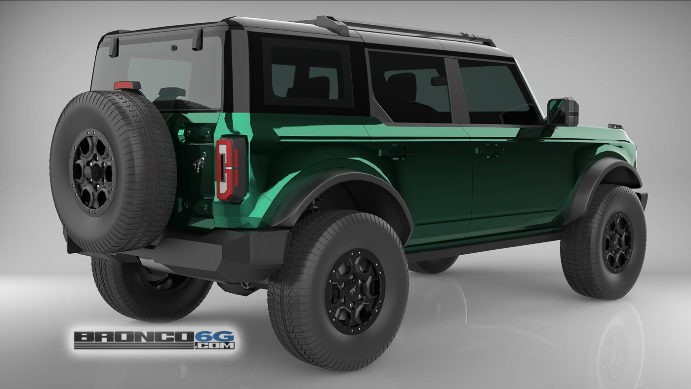 Ford Bronco 4 Door Bronco Colors 3D Model Visualized Forest Green 4 Door 2021 Bronco 3D Model Rear