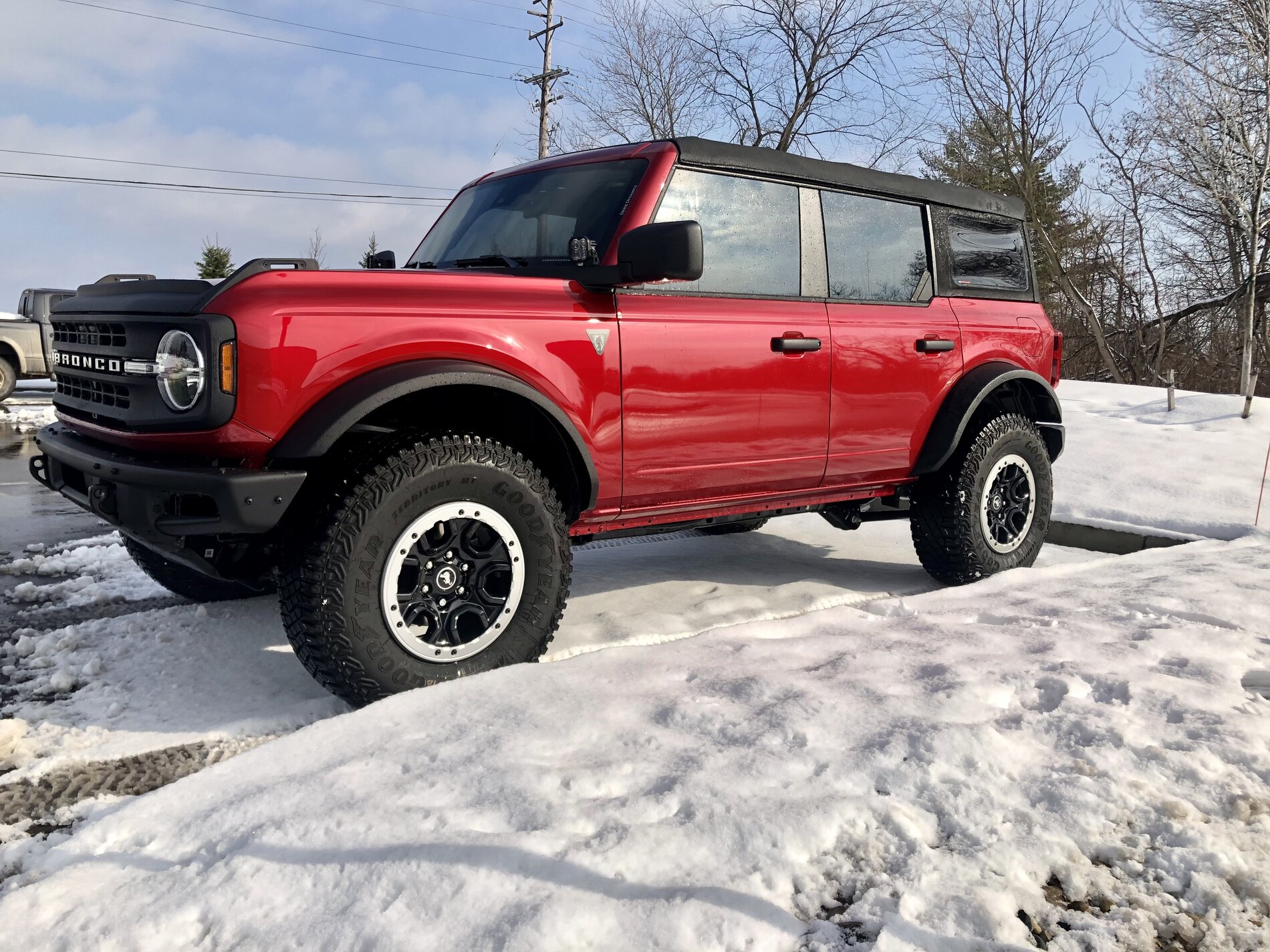 Ford Bronco After & Before. Tint 20% & Ditch lights, Aero skin. Freshly washed to remove salt. "My mamma always said, Salt is the Devil" IMG-2213