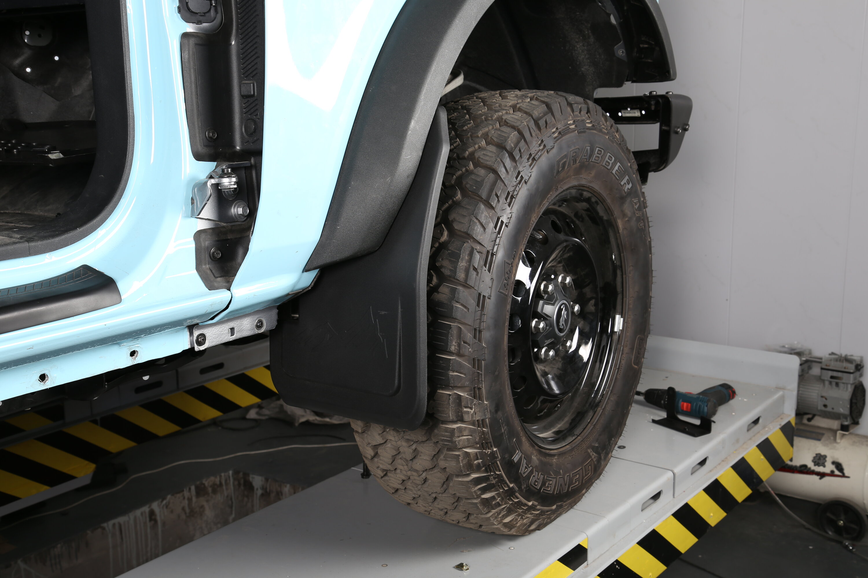 Ford Bronco Mabett Mud Flaps Fits Sasquatch set that accommodates factory rock rails or tube steps IMG_1266.JPG