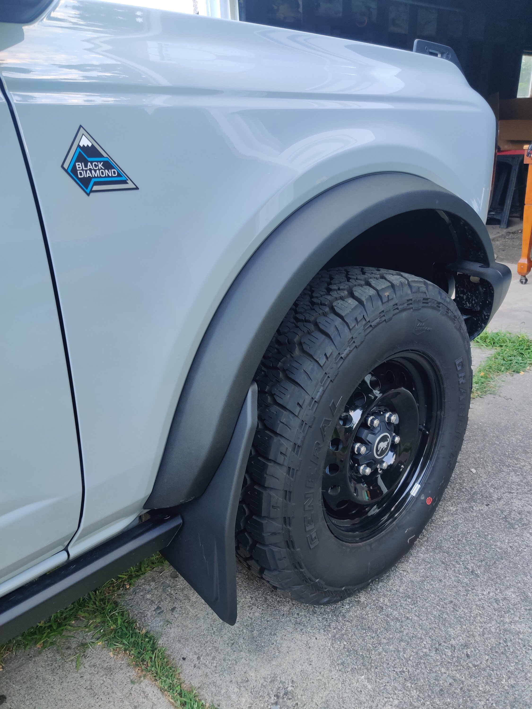 Ford Bronco Mabett Mud Flaps Fits Sasquatch set that accommodates factory rock rails or tube steps IMG_20220720_201530