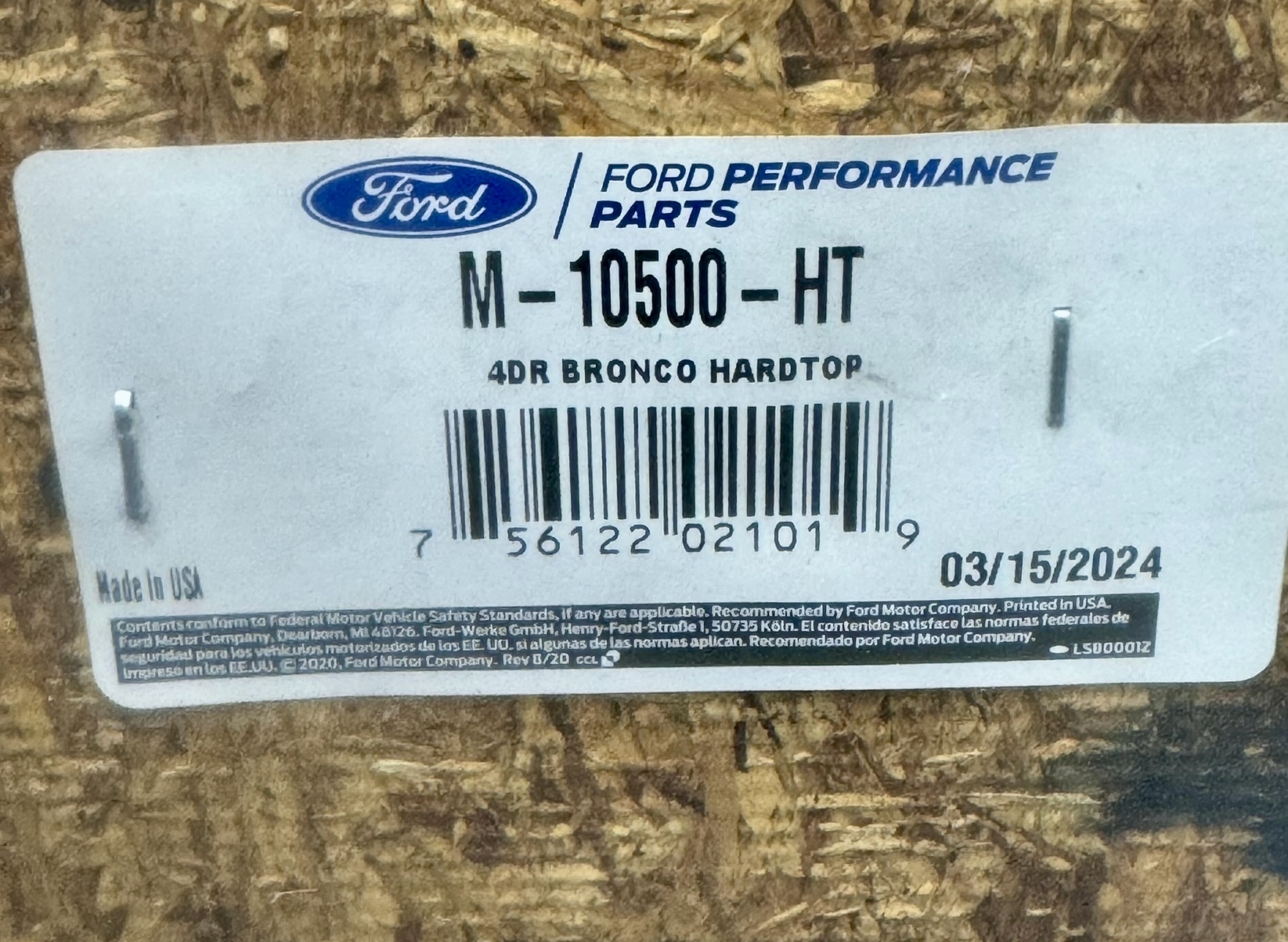 Ford Bronco BIG'o box of Hardtop for our 22' Badlands IMG_5241