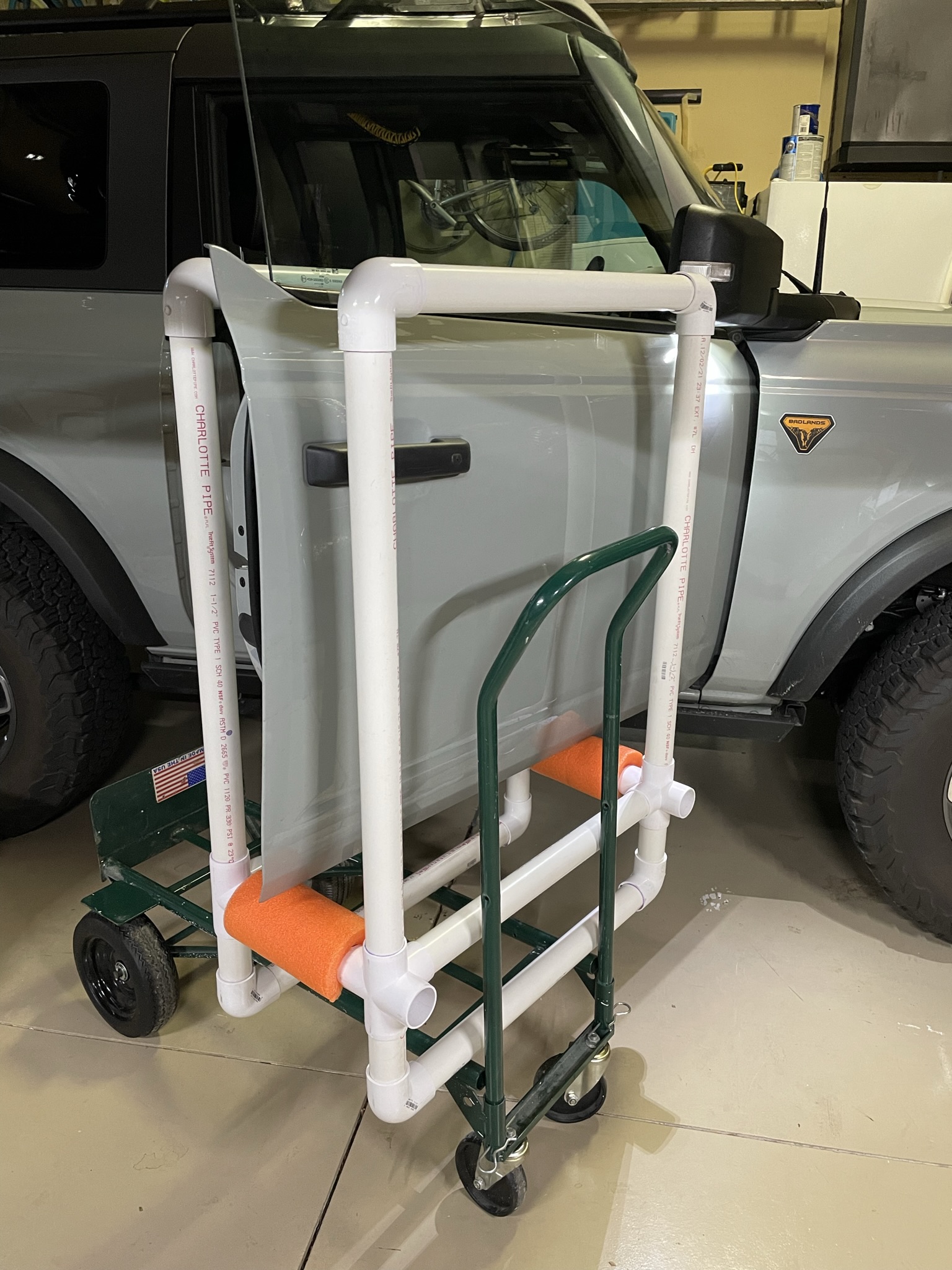 Ford Bronco Door Storage Holder PVC Cart for Garage - DIY Instructions & Photos IMG_8268