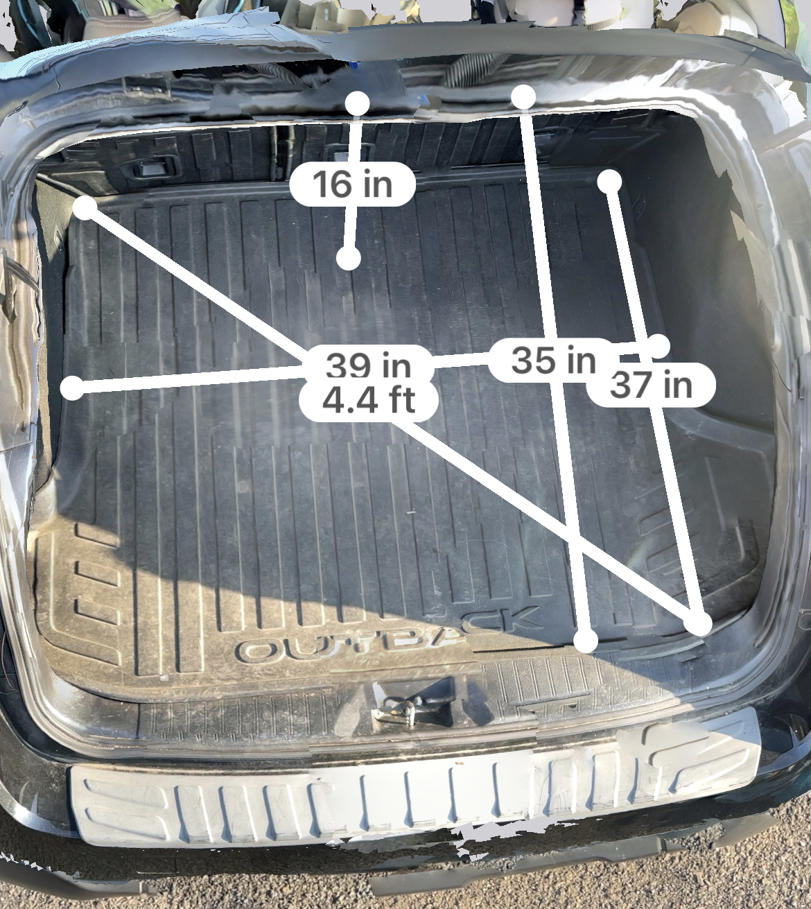 3D Scans + Dimensions of 4Door Bronco Cargo Area (and vs Outback