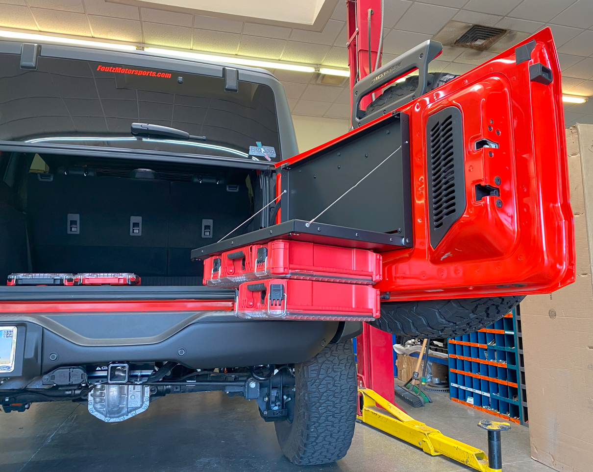 Ford Bronco Folding Tailgate Table w/ built-in PACKOUT mount by Foutz Motorsport 1702588739501