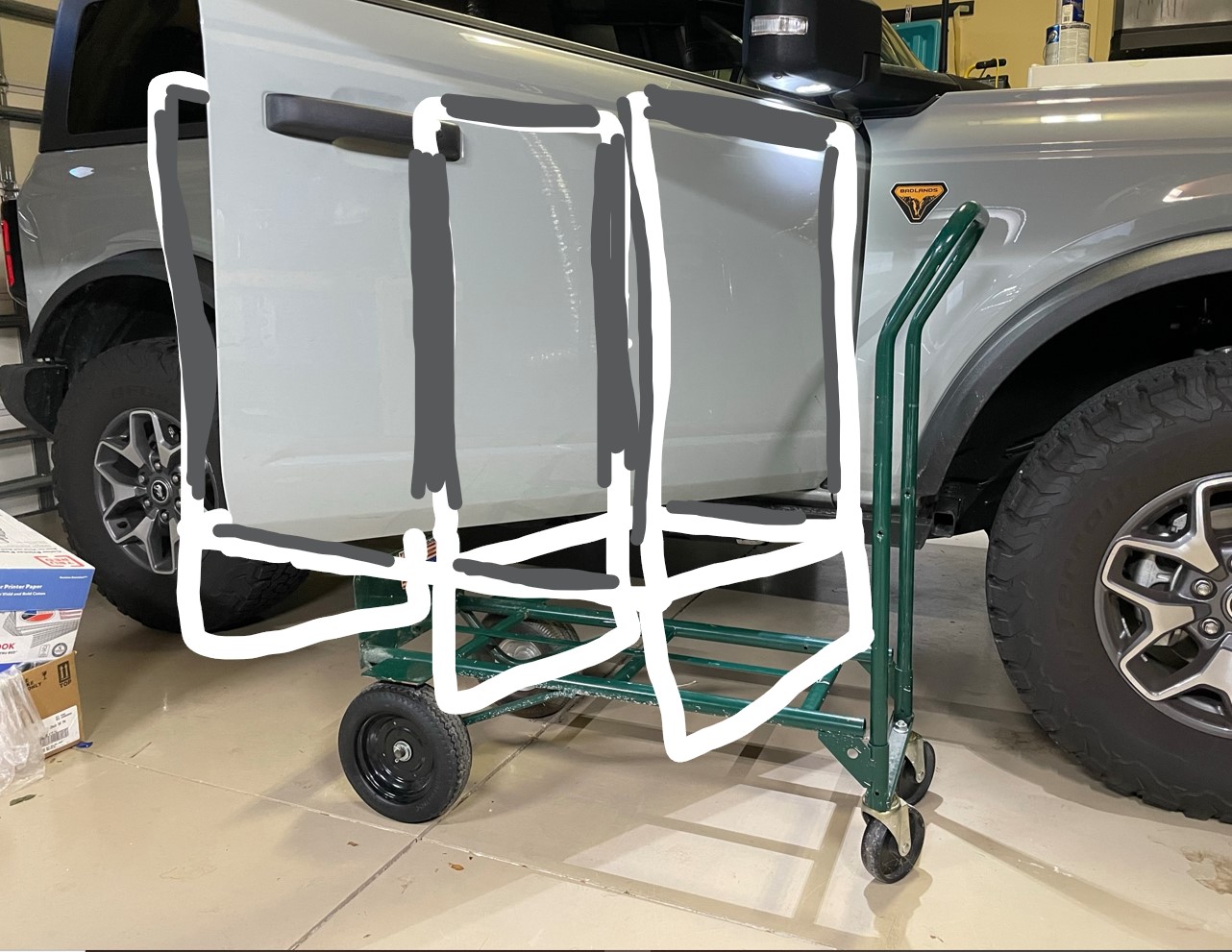 Ford Bronco Door Storage Holder PVC Cart for Garage - DIY Instructions & Photos PVC frame to set on dolly cart w approx dimensions