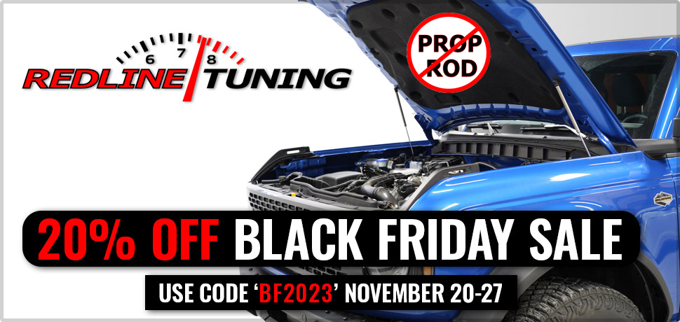 Ford Bronco Redline Tuning Hood QuickLIFT system 20% off Black Friday Week Sale! RedlineTuning Home Page Banner 2023 BLACK FRIDAY BRONCO2