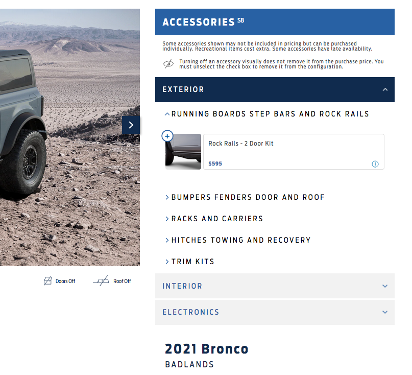 Ford Bronco ARE THE ROCK RAILS STANDARD AND INCLUDED WITH THE BADLANDS, BLACK DIAMOND AND FIRST EDITION????? Screen Shot 2021-01-01 at 1.51.31 PM