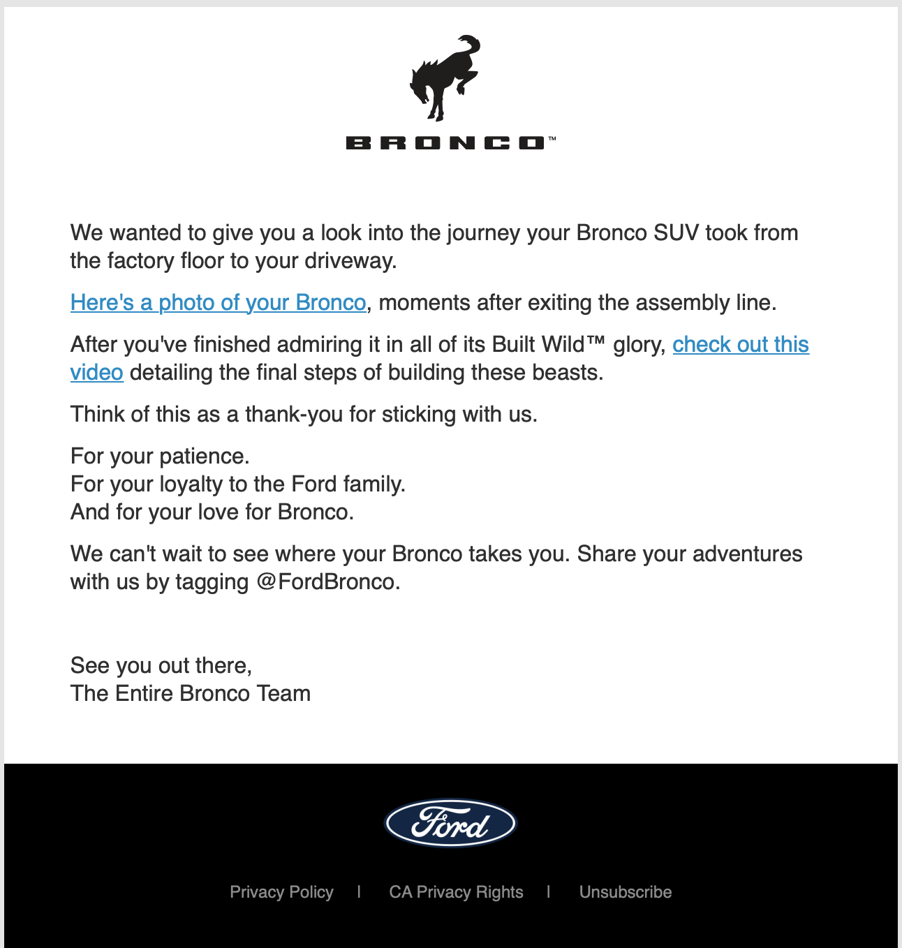 Ford Bronco Post Your Bronco Production Line Pics! (From Ford Emails Starting Today) 1635188593129