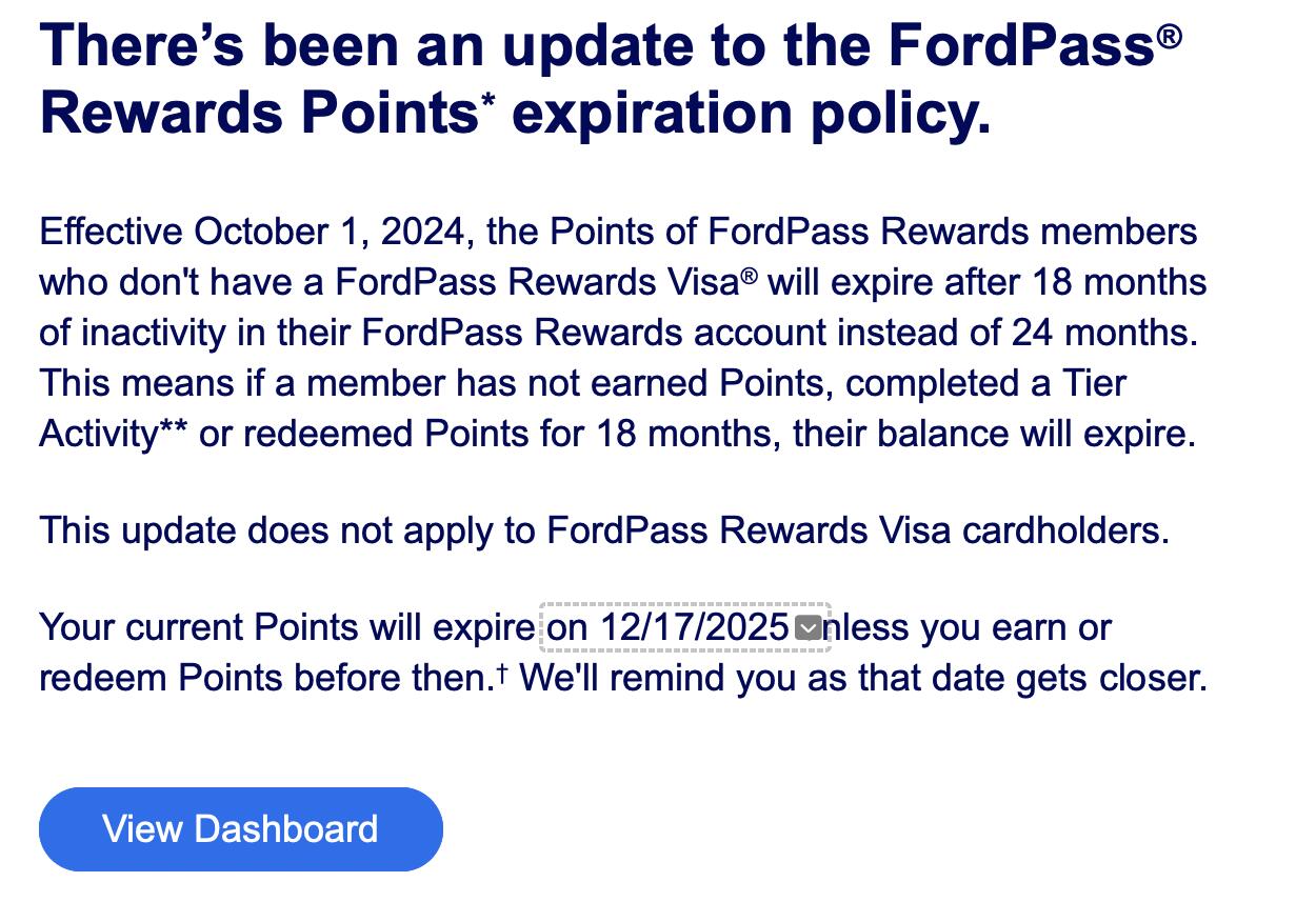 Ford Bronco FordPass Rewards Points Expiration Policy Change Screenshot 2024-06-27 at 1.46.34 PM