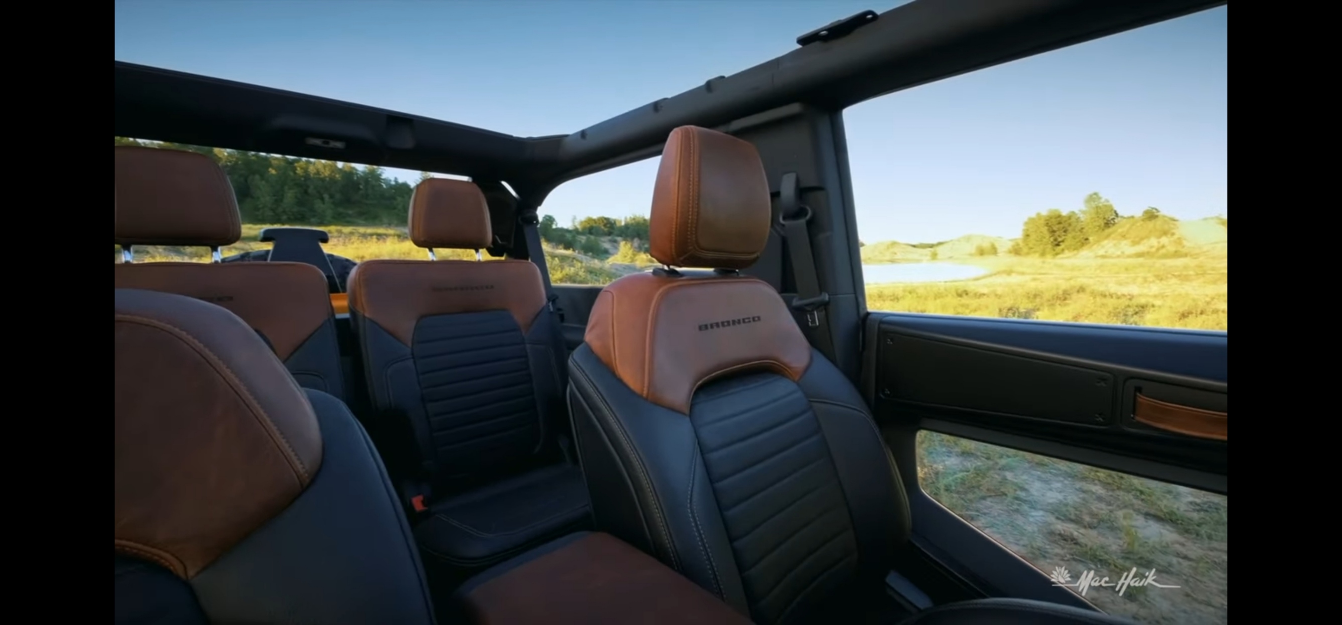 Ford Bronco Bronco with leather headrests and leather wrapped steering wheel. Screenshot_20230624_164321_YouTube