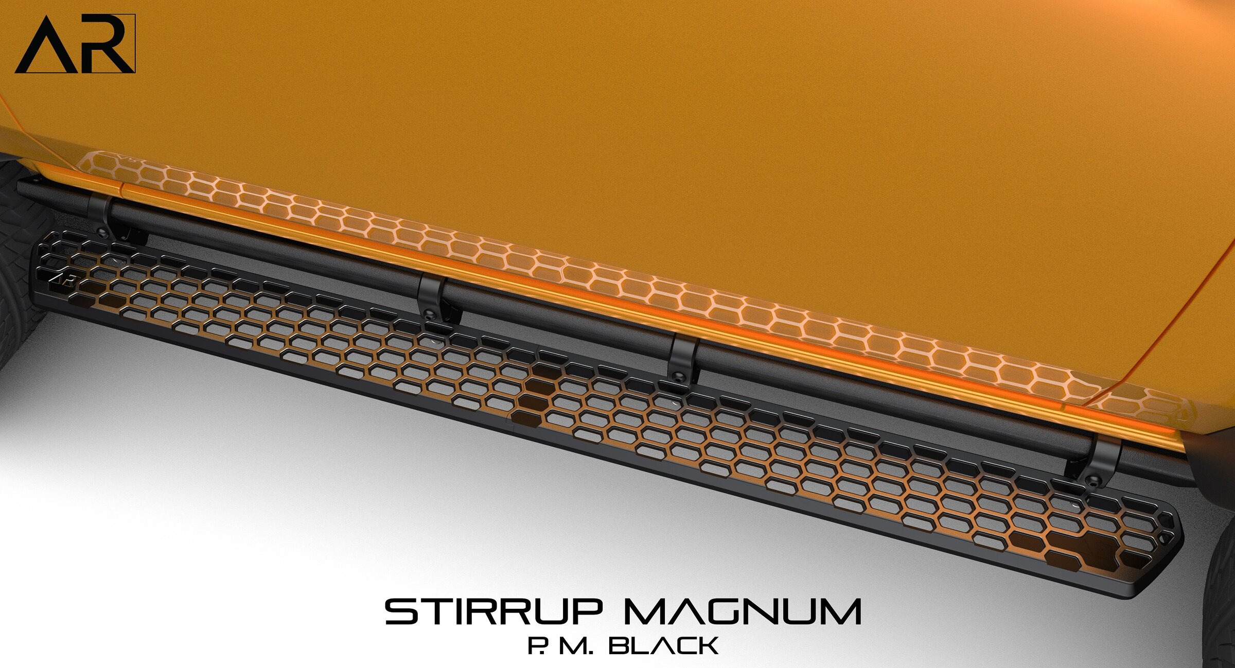 Ford Bronco AR | MAGNUM STIRRUP® Full Length Billet Aluminum Side Step for OEM Rock Rail - Bronco6G Exclusive Part Stirrup_Magnum_2_Door_Black_4A