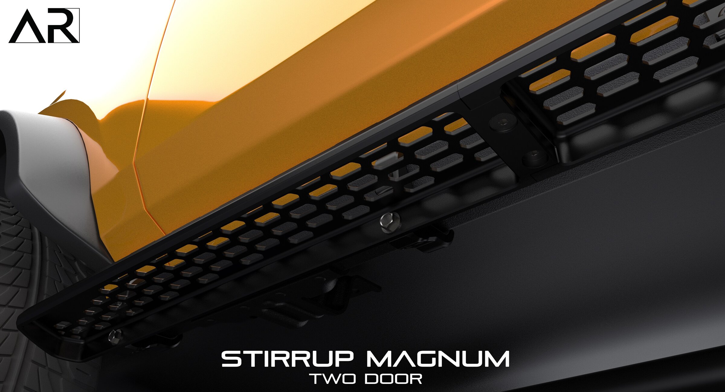 Ford Bronco AR | MAGNUM STIRRUP® Full Length Billet Aluminum Side Step for OEM Rock Rail - Bronco6G Exclusive Part Stirrup_Magnum_2_Door_Black_5
