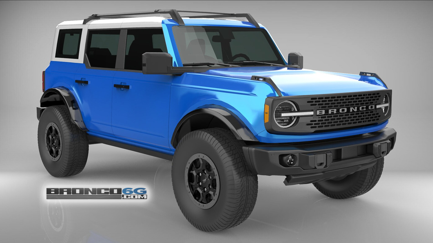 Ford Bronco 4 Door Bronco Colors 3D Model Visualized Velocity Blue White Top 4 Door 2021 Bronco 3D Model Front